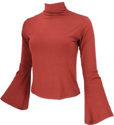 Guru-Shop Longsleeve Schmales Langarmshirt mit Trompetenärmeln günstig online kaufen