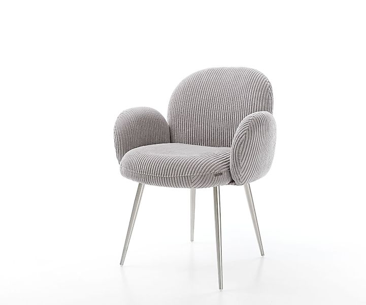 Esszimmerstuhl Nube-Flex mit Armlehnen Cord Silbergrau 4-Fuß konisch Edelst günstig online kaufen