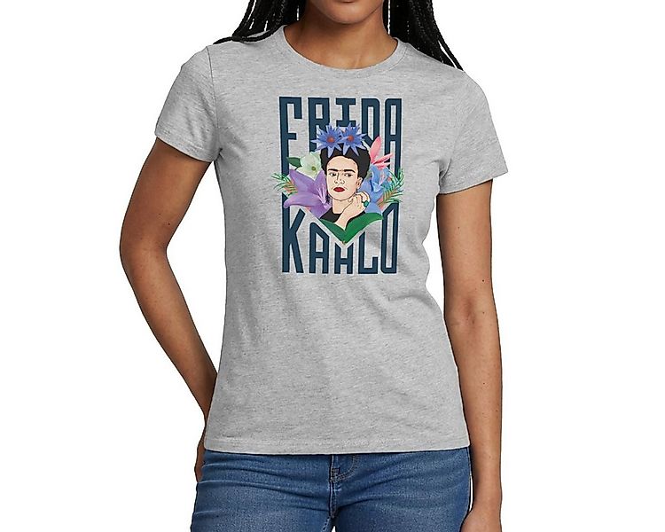 Spreadshirt T-Shirt Frida Kahlo Mit Blumenkranz Portrait Frauen T-Shirt (1- günstig online kaufen