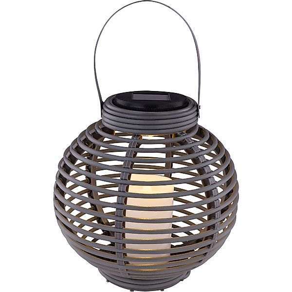 Globo LED-Solaraußenleuchte Laterne Kunststoff Taupe in Rattan Optik günstig online kaufen