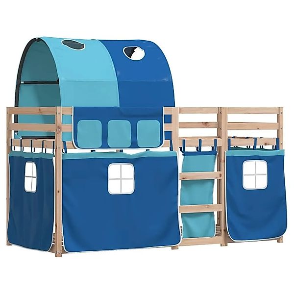 vidaXL Etagenbett mit Vorhängen Blau 75x190 cm Massivholz Kiefer 3284001 günstig online kaufen