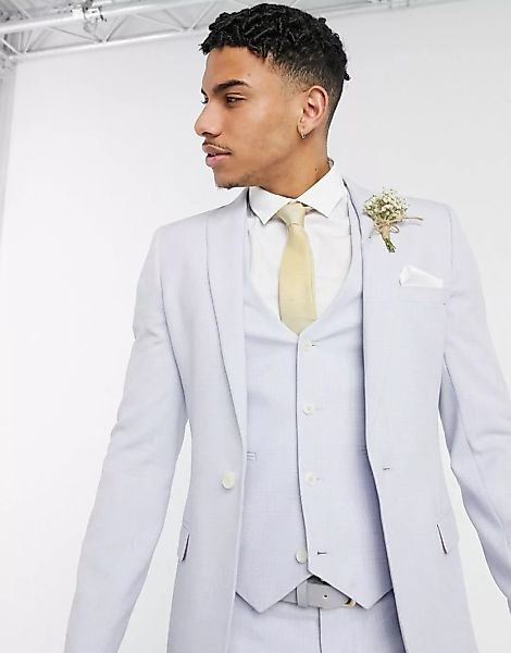 ASOS DESIGN Wedding – Sehr eng geschnittene Anzugjacke mit Kreuzschraffur i günstig online kaufen