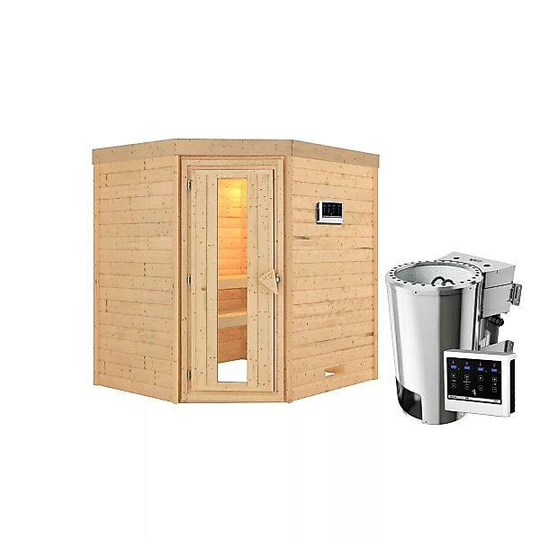 Karibu Sauna Maxi Set Naturbelassen mit Ofen 3,6 kW Bio ext. Steuerung günstig online kaufen