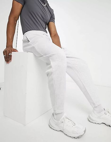 ASOS DESIGN – Oversized-Jogginghose mit Taschendetail in weißem Kalk-Grau günstig online kaufen