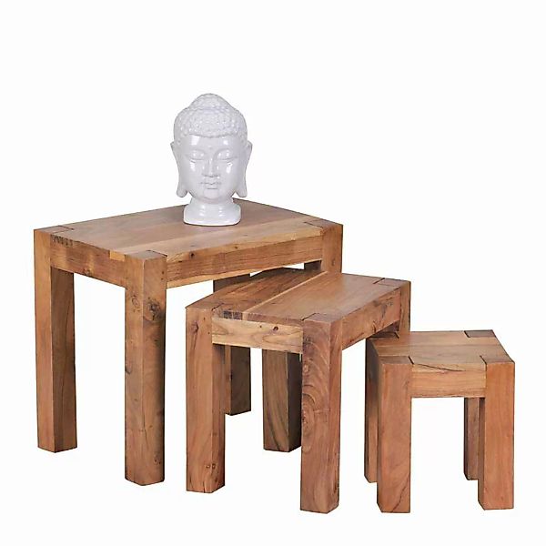 Dreisatztisch aus Akazie Massivholz natur (dreiteilig) günstig online kaufen