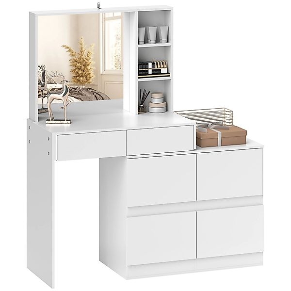 HOMCOM Schminktisch MDF Acryl 71,3L x 38,5B x 122,5H cm Weiß günstig online kaufen