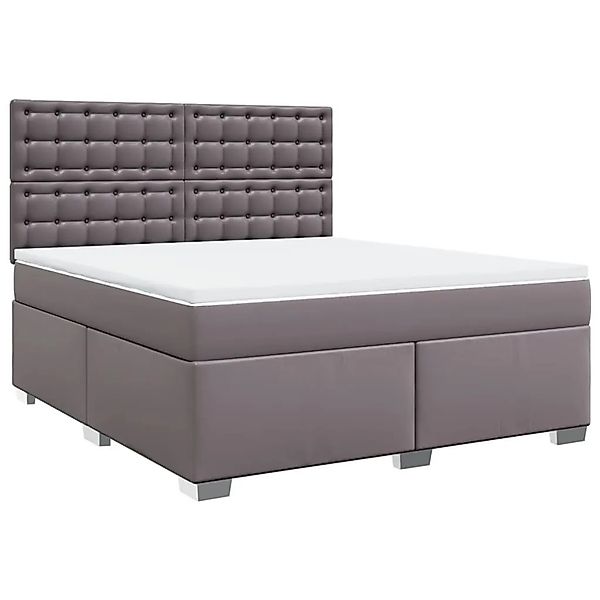 vidaXL Boxspringbett mit Matratze Grau 180x200 cm Kunstleder 3293034 günstig online kaufen
