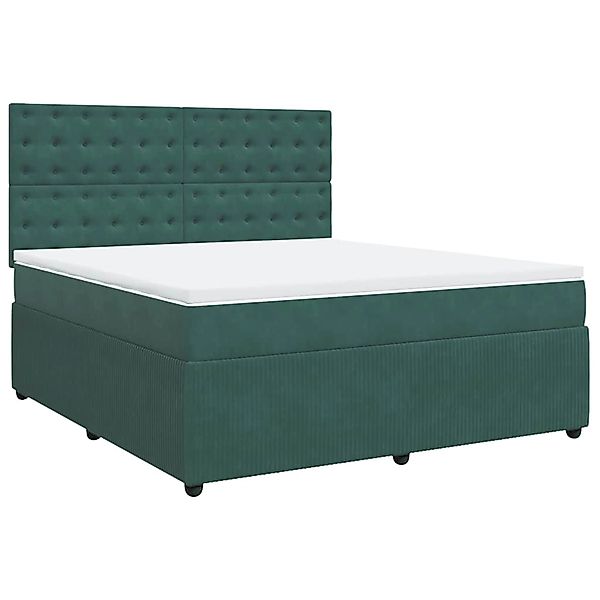 vidaXL Boxspringbett mit Matratze Dunkelgrün 180x200 cm Samt 3292421 günstig online kaufen