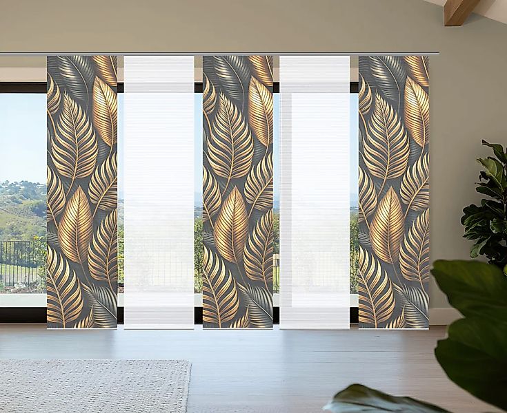 HOME in green Schiebegardine "ZEDRIC" Paneelwagen 5 Stk. tlg. Bambusoptik, günstig online kaufen