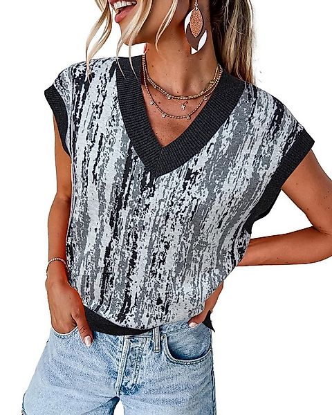 Arach&Cloz Pullunder Arach&Cloz Damen Pulloverwesten bedruckt Strickpullove günstig online kaufen