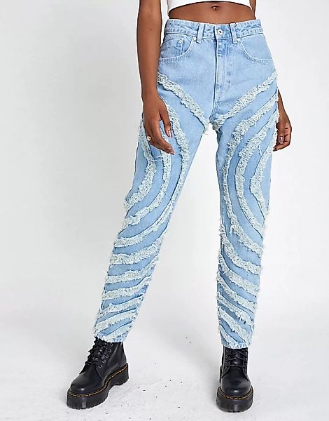 The Ragged Priest – Mom-Jeans in heller Waschung mit kreisförmig bestickten günstig online kaufen