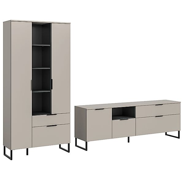 Inn.Furn Wohnwand  in Kaschmir und Schwarz 290 cm mit Soft-Close Morena günstig online kaufen