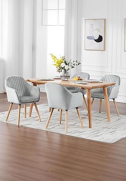 Woltu Esszimmerstuhl (4 St), Küchenstuhl, mit Armlehne Samt Massivholz günstig online kaufen