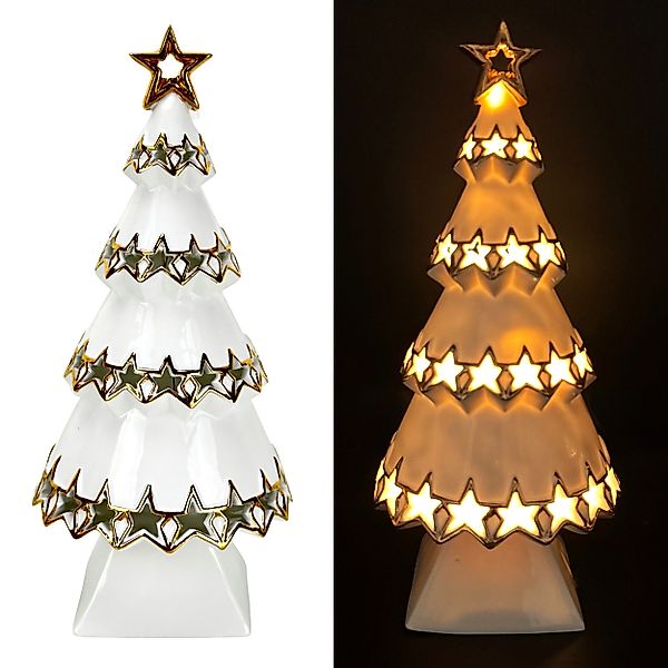 Online-Fuchs LED-Dekofigur Weihnachtsbaum aus Keramik mit günstig online kaufen