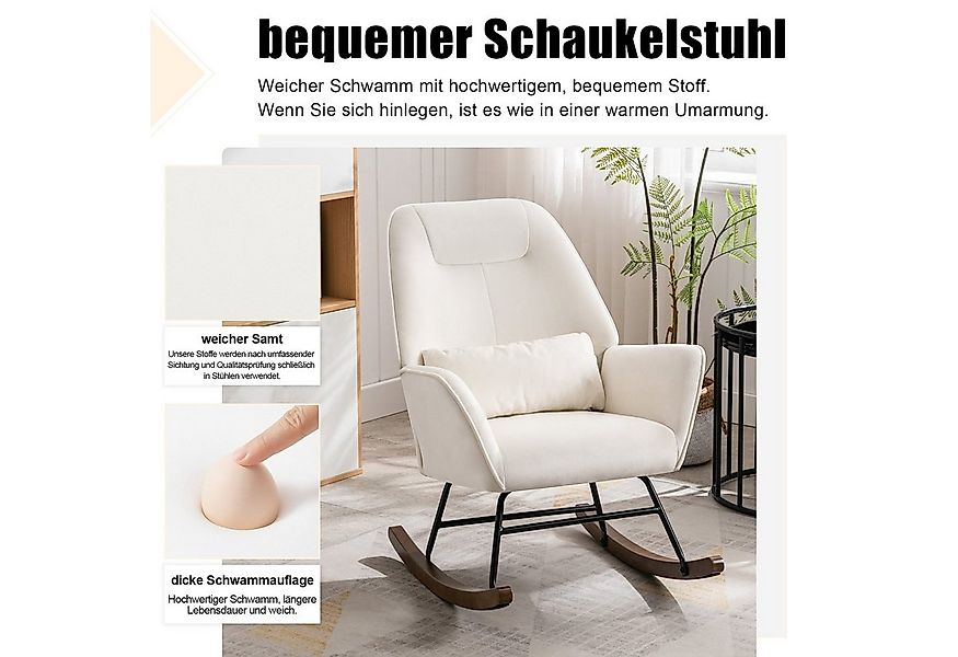 HomeMiYN Schaukelstuhl Schaukelstuhl Wohnzimmer Samt Schaukelsessel Lendenk günstig online kaufen