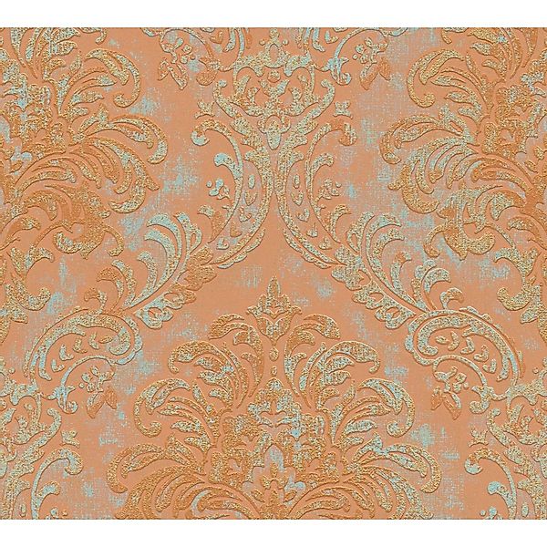 Bricoflor Barock Tapete Gold Orange Ideal für Wohnzimmer und Esszimmer Eleg günstig online kaufen