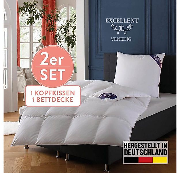 Excellent Daunenbettdecke + 3-Kammer-Kopfkissen Venedig, 2-tlg, hergestellt günstig online kaufen