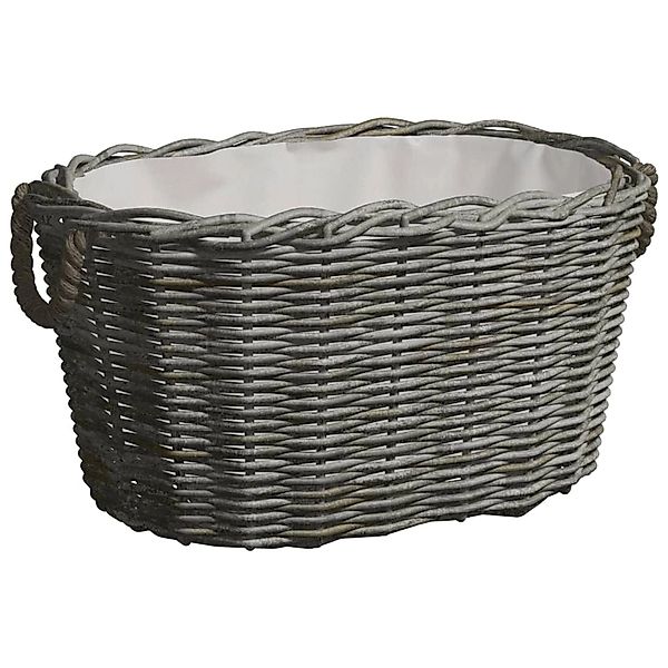 vidaXL Kaminholzregal Holzkorb mit Tragegriffen 59x42x28 cm Grau Weide, BxT günstig online kaufen