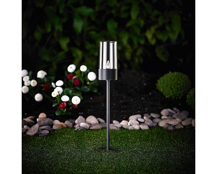 MeLiTec LED Solarleuchte Edelstahl Solarfackel SO28-1, nein, warmweiß günstig online kaufen