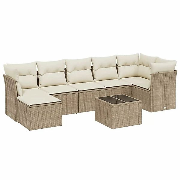 vidaXL 8-tlg Garten-Sofagarnitur mit Kissen Beige Poly Rattan Modell 147 günstig online kaufen