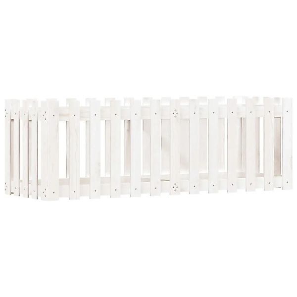 vidaXL Hochbeet Lattenzaun-Design Weiß 150x50x50 cm Massivholz Kiefer 83249 günstig online kaufen