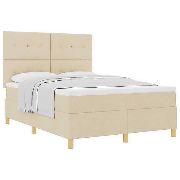 vidaXL Bett Boxspringbett mit Matratze Creme 160x200 cm Stoff (1-tlg) günstig online kaufen