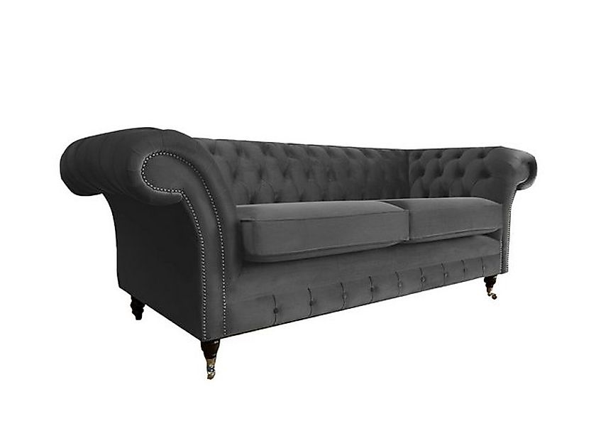 Xlmoebel Sofa Chesterfield Dreisitzer Graue XXL Bix Couch Möbel Neu Wohnzim günstig online kaufen