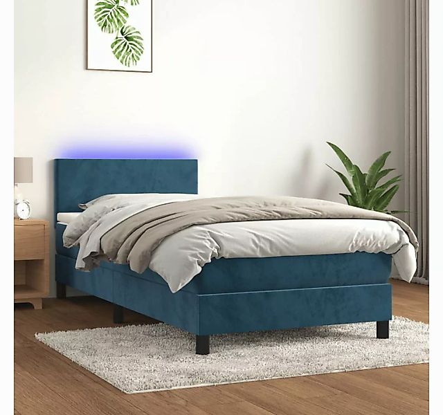 vidaXL Boxspringbett Boxspringbett mit Matratze LED Dunkelblau 100x200 cm S günstig online kaufen