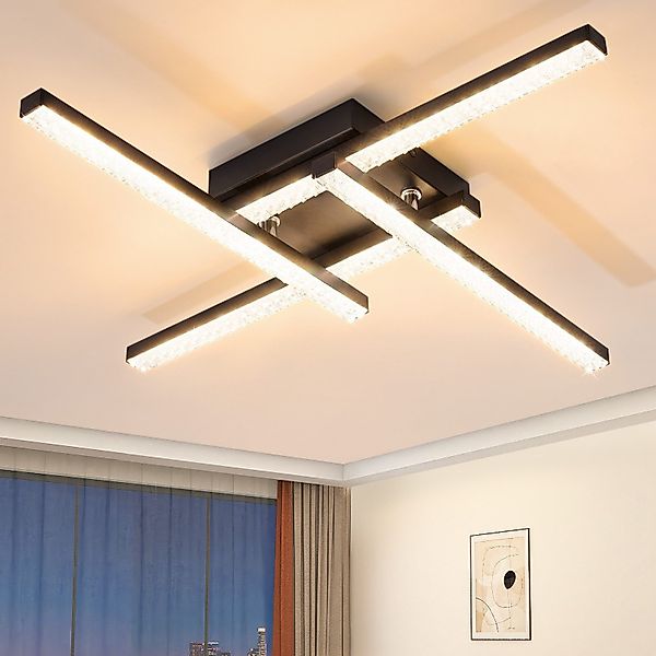 Nettlife LED Deckenleuchte Wohnzimmer Schwarz Kristall günstig online kaufen