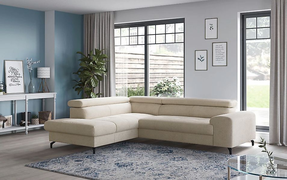 COTTA Ecksofa "Aura L-Form, B: 260 cm" mit Bettfunktion, Bettkasten & Kopft günstig online kaufen