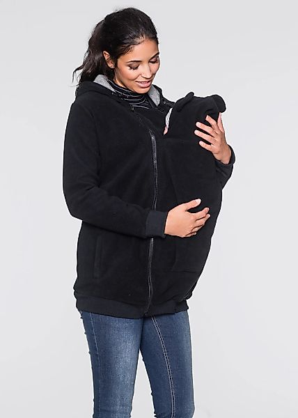 bonprix Umstandsfleecejacke mit Kapuze mit herausnehmbarem Baby-Trageeinsat günstig online kaufen
