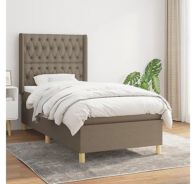 vidaXL Boxspringbett Boxspringbett mit Matratze Taupe 90x200 cm Stoff Bett günstig online kaufen