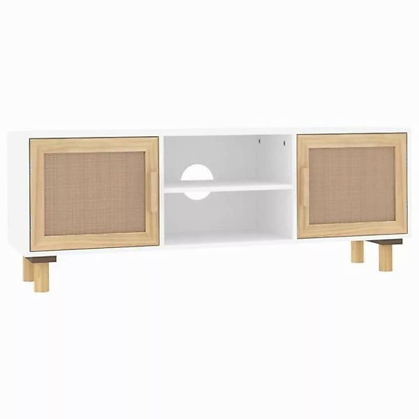 vidaXL TV-Schrank TV-Schrank Weiß 105x30x40 cm Massivholz Kiefer Natur-Ratt günstig online kaufen