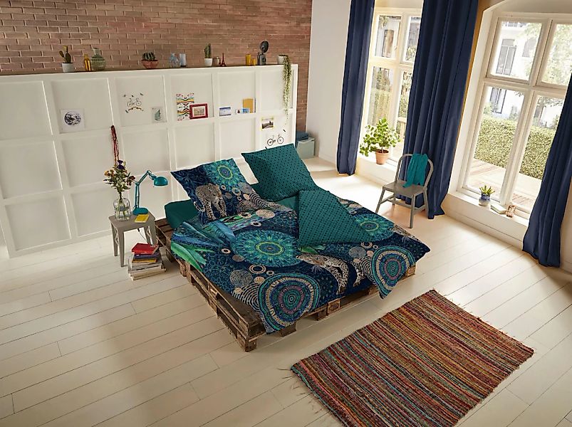 hip Wendebettwäsche "Imena" 2 Stk. Mako-Satin, 155x220, Reißverschluss, Wen günstig online kaufen