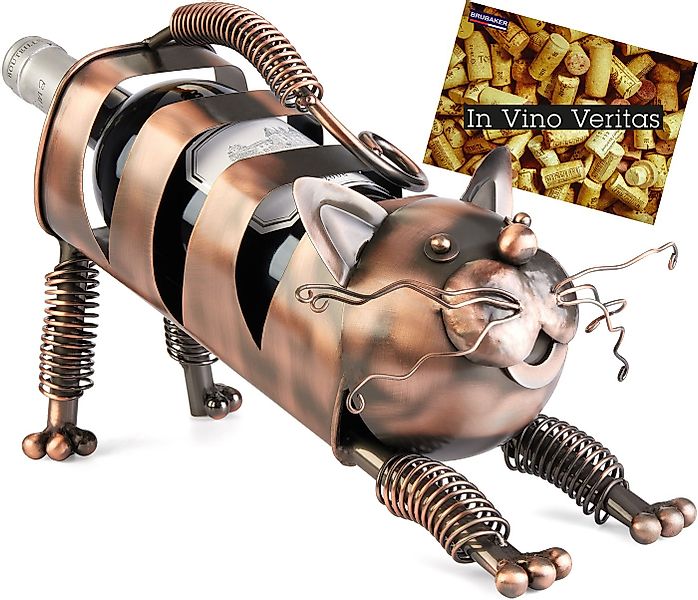 BRUBAKER Weinflaschenhalter Katze - Flaschenhalter aus Metall - Deko Gesche günstig online kaufen