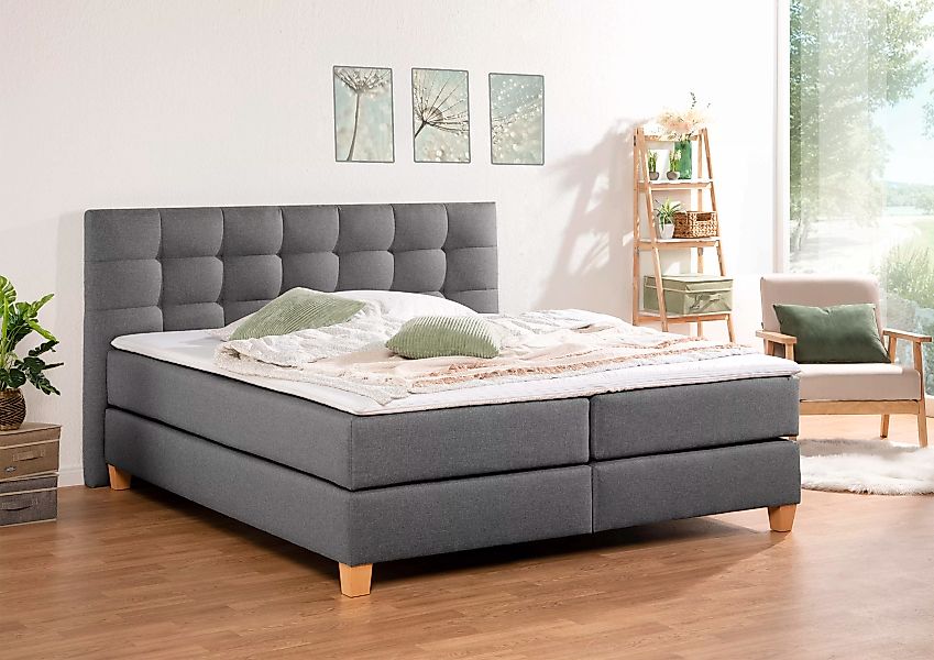 Home affaire Boxspringbett "Moulay", inkl. Topper, in Überlänge 220 cm, 3 H günstig online kaufen