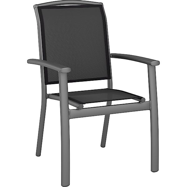 Stapelstuhl Welsby Aluminium mit Armlehnen Anthrazit-Grau günstig online kaufen