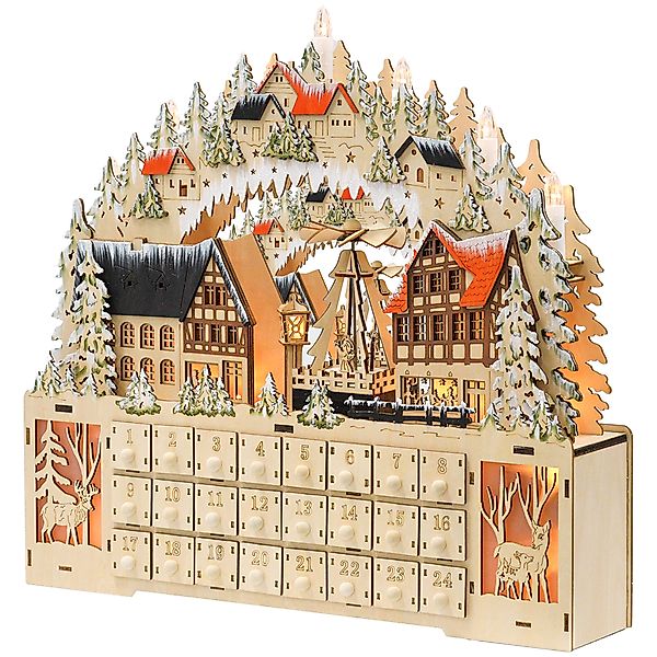 HOMCOM Adventskalender zum Befüllen 24 Schubladen Fächer Weihnachtskalender günstig online kaufen