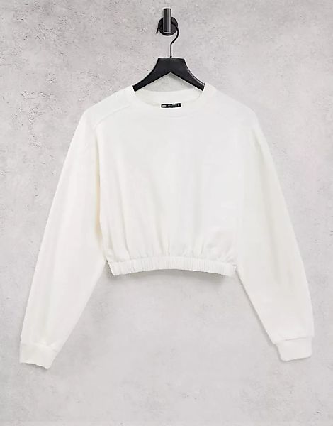 ASOS DESIGN – Kurz geschnittenes Sweatshirt mit eng anliegendem Saum und Zi günstig online kaufen