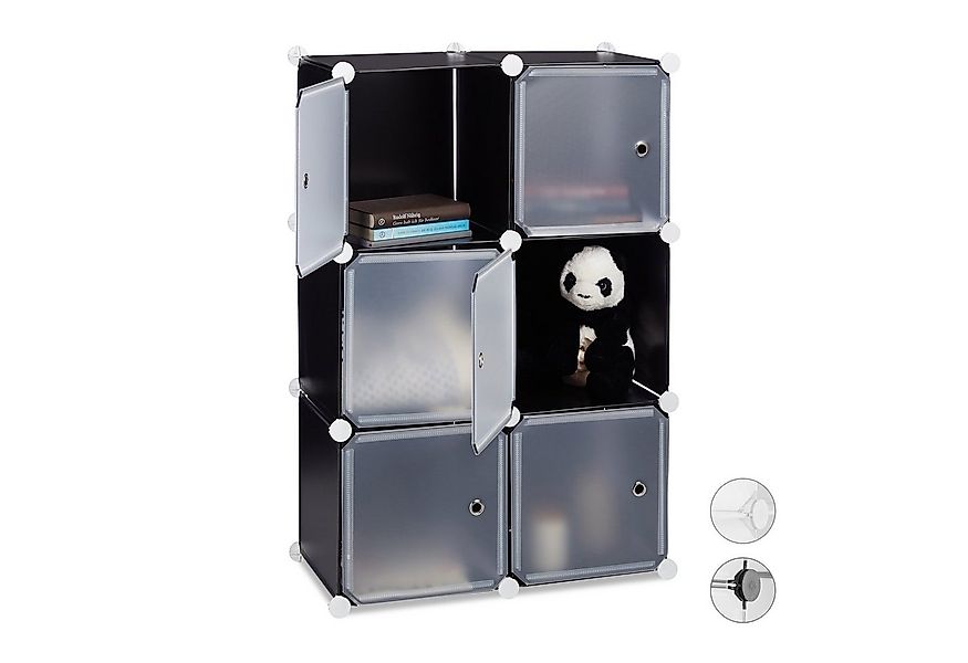 relaxdays Steckregal Regalsystem mit 6 Türen, schwarz günstig online kaufen