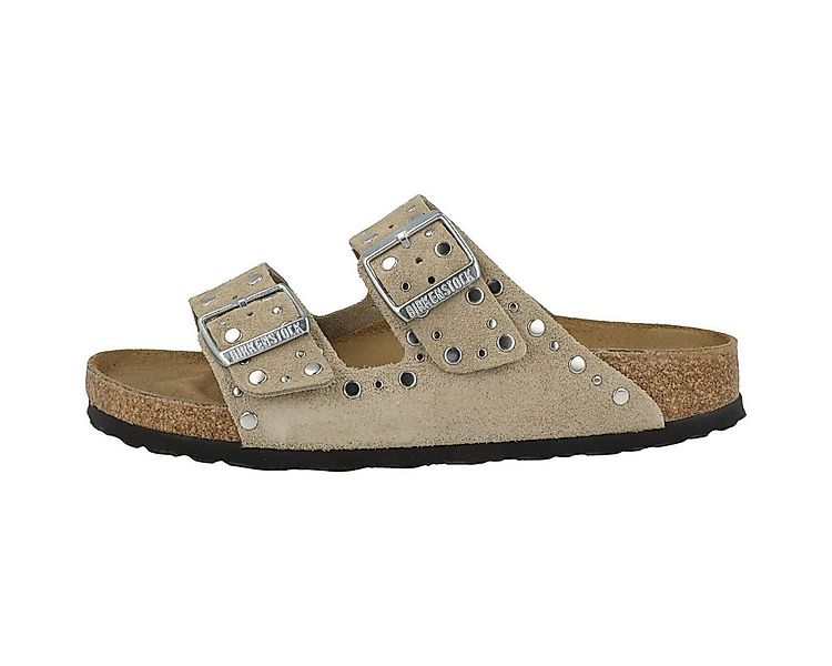 Birkenstock Arizona Rivet Veloursleder schmal Damen Sandale Sandaletten, So günstig online kaufen