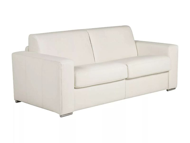 Schlafsofa mit Matratze 3-Sitzer - 100% Büffelleder - Weiß - Matratze 18 cm günstig online kaufen