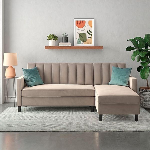 Dorel Home Ecksofa mit Schlafffunktion, Recamiere mit Stauraum beidseitig m günstig online kaufen
