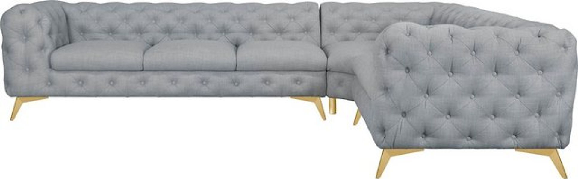 Leonique Chesterfield-Sofa "Ecksofa GLYNIS L-Form mit Wellenunterfederung, günstig online kaufen