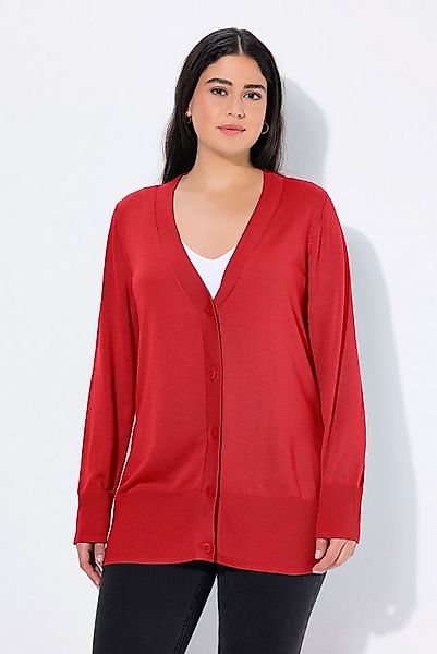 Ulla Popken Strickjacke Strickjacke V-Ausschnitt Knopfleiste Feinstrick günstig online kaufen