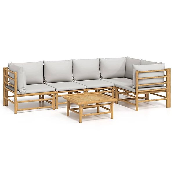 vidaXL Gartenlounge-Set 6-tlg. Garten-Lounge-Set mit Hellgrauen günstig online kaufen
