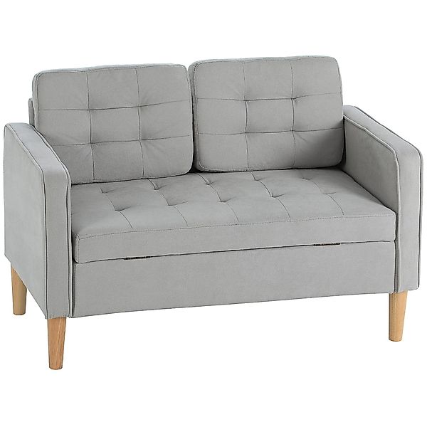 HOMCOM 2-Sitzer Couch mit Stauraum, Holzbeine, günstig online kaufen