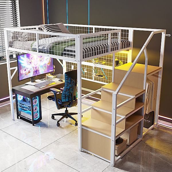 Ulife Hochbett Eisenbett Kinderbett Jugendbett mit günstig online kaufen