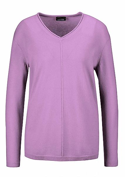 GOLDNER Strickpullover "Kurzgröße Basicpullover mit V-Ausschnitt" Aufwendig günstig online kaufen