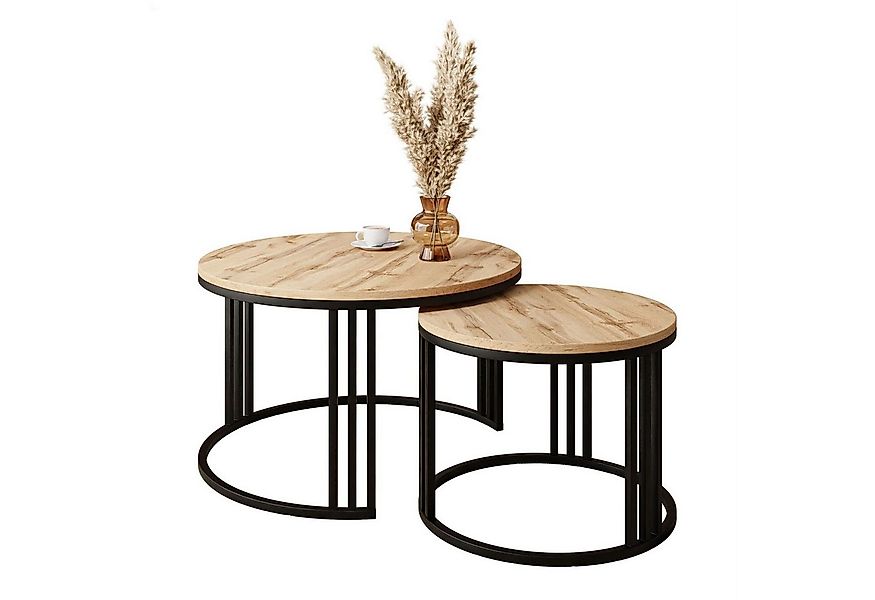 Lookway Couchtisch LORI LOFT 2in1 mit Tischplatte in Eiche-Dekor (2er Set), günstig online kaufen